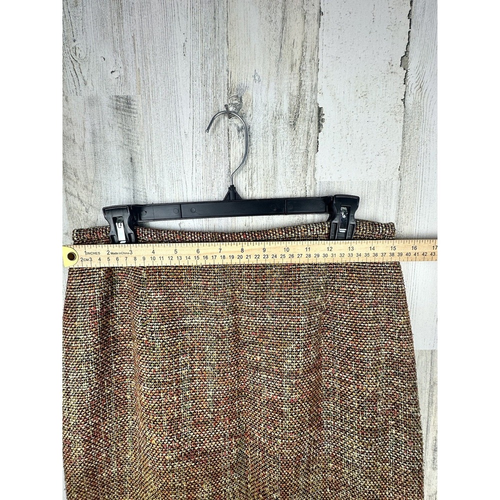 Vintage TALBOTS Earth Tone Silk Blend Tweed Pencil Lined Skirt w/ Slit Size 10 - Picture 5 of 12